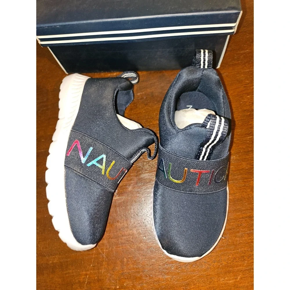 Nautica Mattoon/Navy Rainbow Metallic KA0115G‎ Toddler Size 7 Slip On Shoes